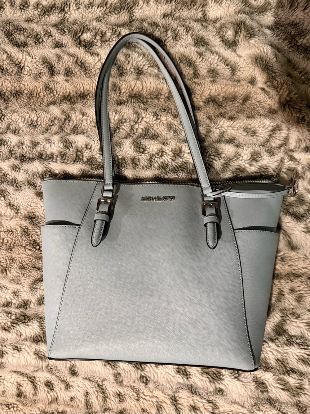 Michael Kors Light baby blue Saffiano Leather Tote